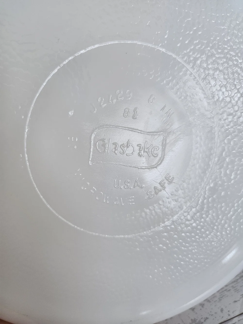White Glass Casserole Dish with Green Floral Motif and Clear Lid